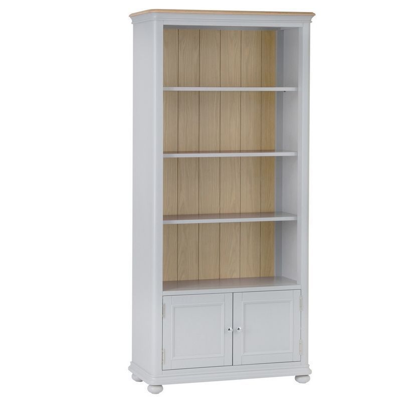 Mulbarton Large Bookcase Grey & Oak 2 Door 4 Shelf